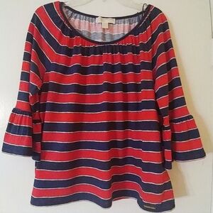MICHAEL KORS Striped Top Bell Sleeves M